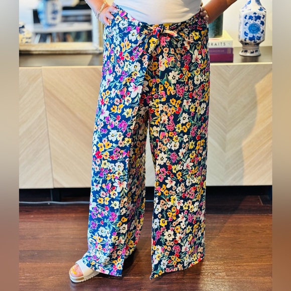 HANDMADE 🧵 Floral Wide-Leg Wrap Pants XL - Picture 3 of 10
